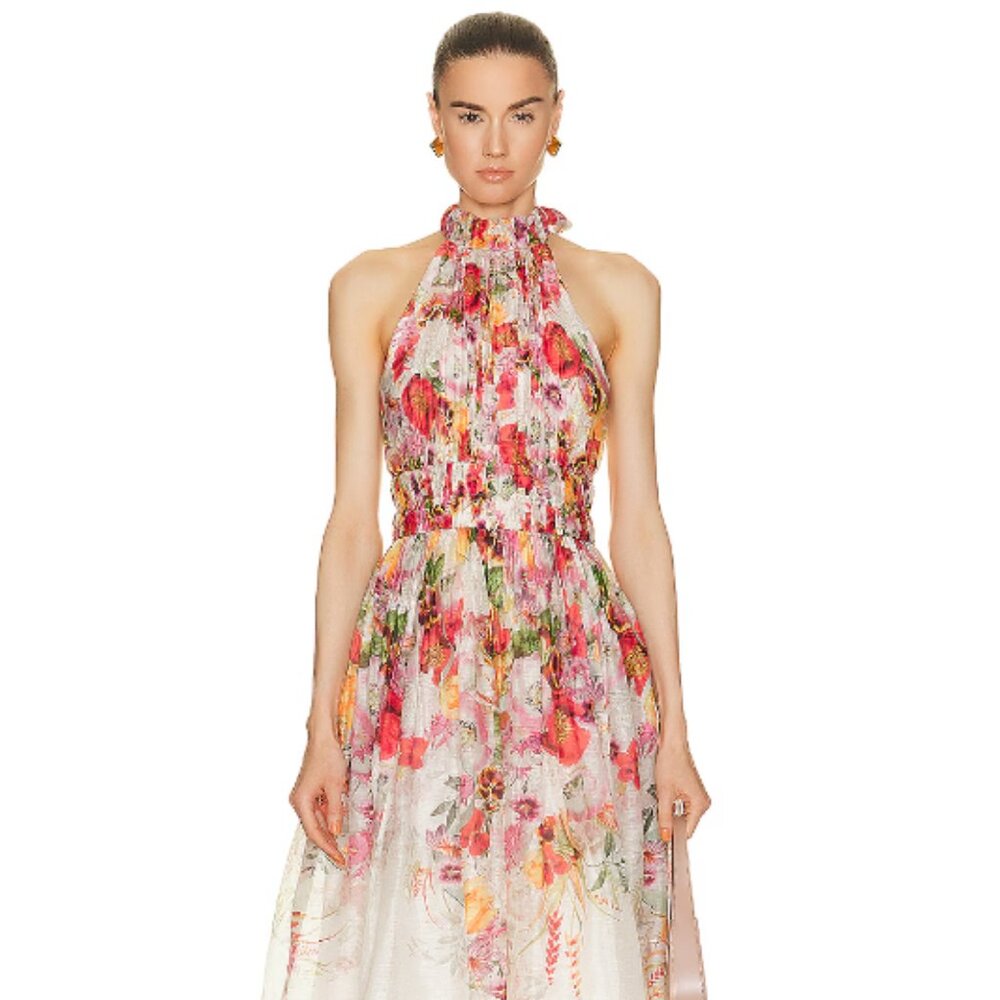 NWT Zimmermann WONDERLAND HALTER Midi DRESS Size 0